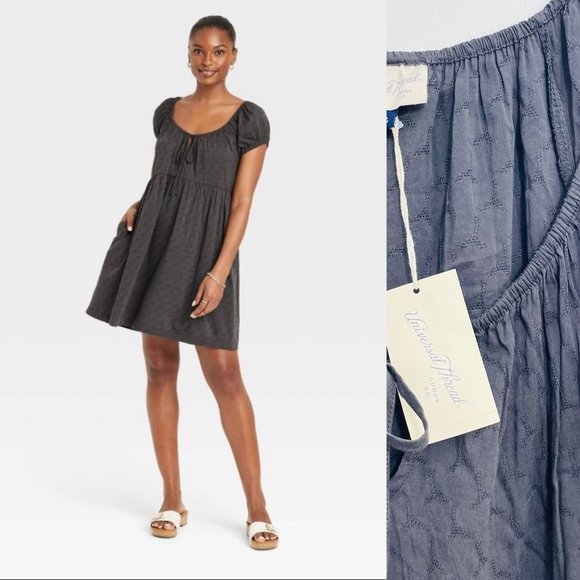 Universal Thread Dresses & Skirts - Universal Thread Womans Dress Large Mini Short Sleeve Gray Scoop Neck Summer New